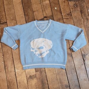 Light Blue Skull Sweater